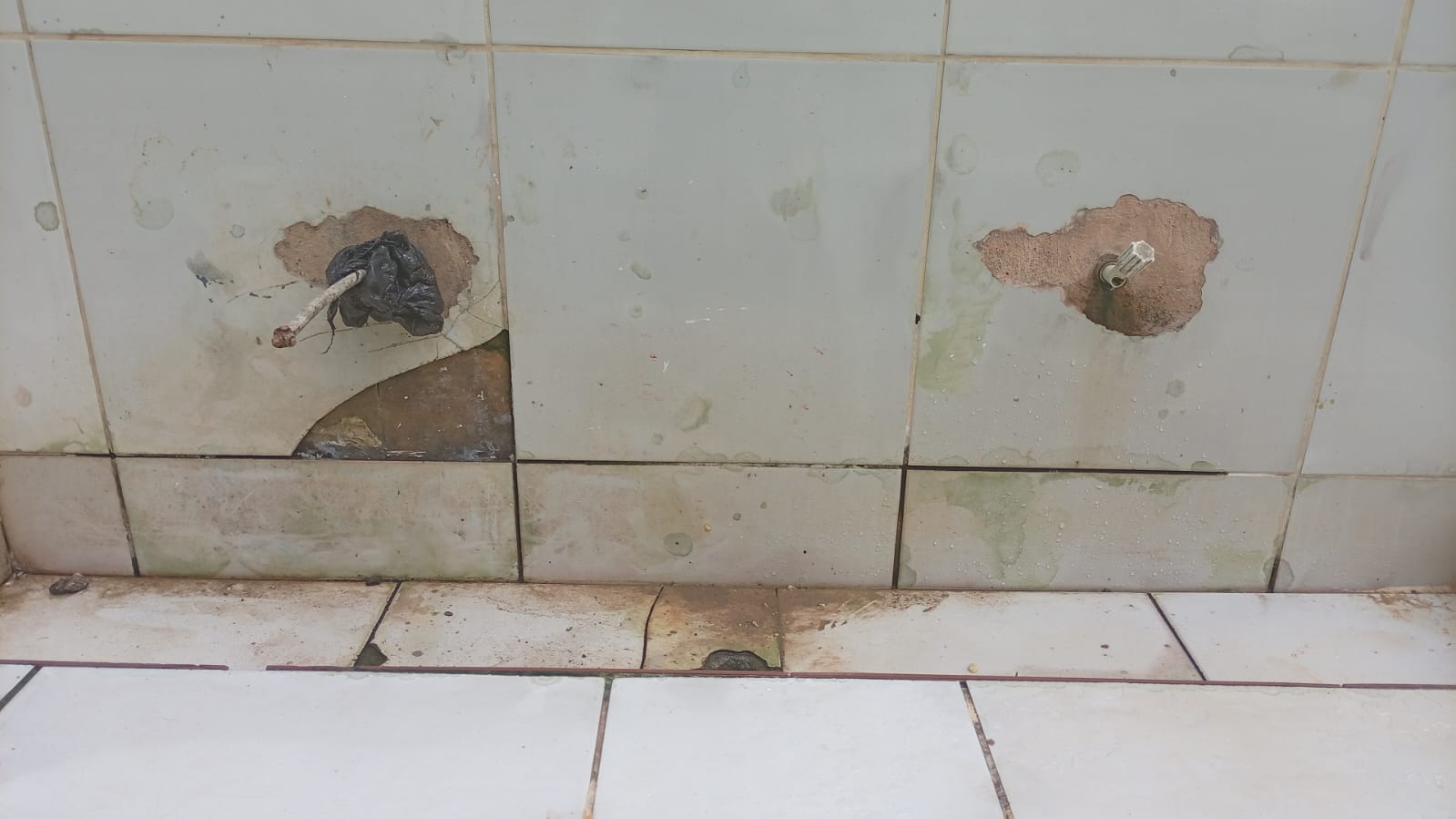 Foram destruíram todas as torneiras, provocando um vazamento contínuo de água
